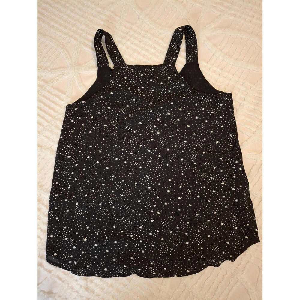 LOFT Women XS Tank Top Black Star Print V-Neck Sleeveless Lined Blouse - Picture 8 of 8